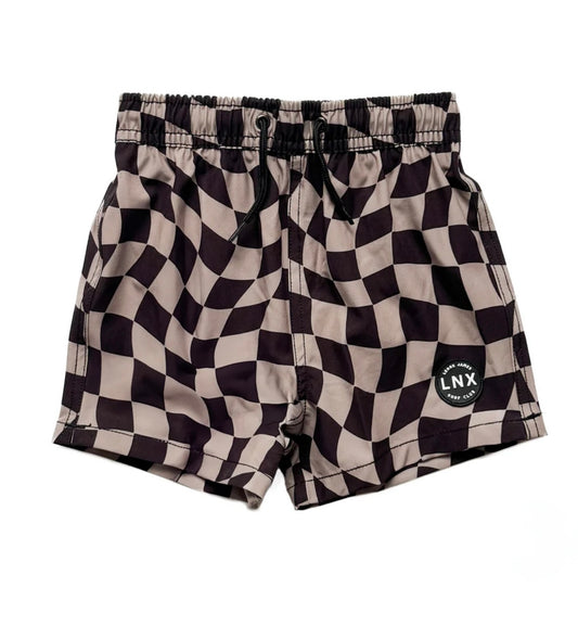 Swim Shorts | Greige Wavy Checks