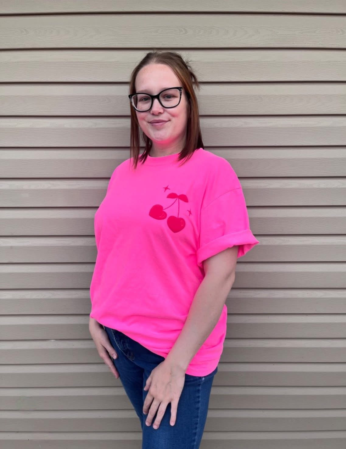 Cherries Neon Pink Graphic Tee