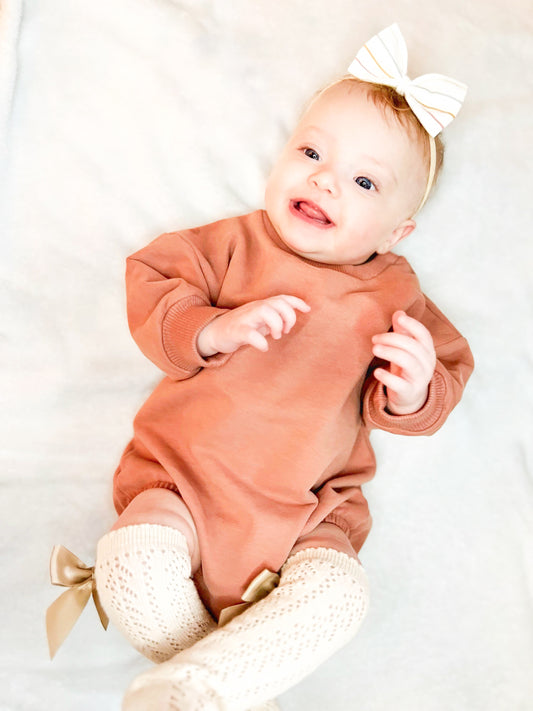 French Terry Bubble Romper - Rusty Red