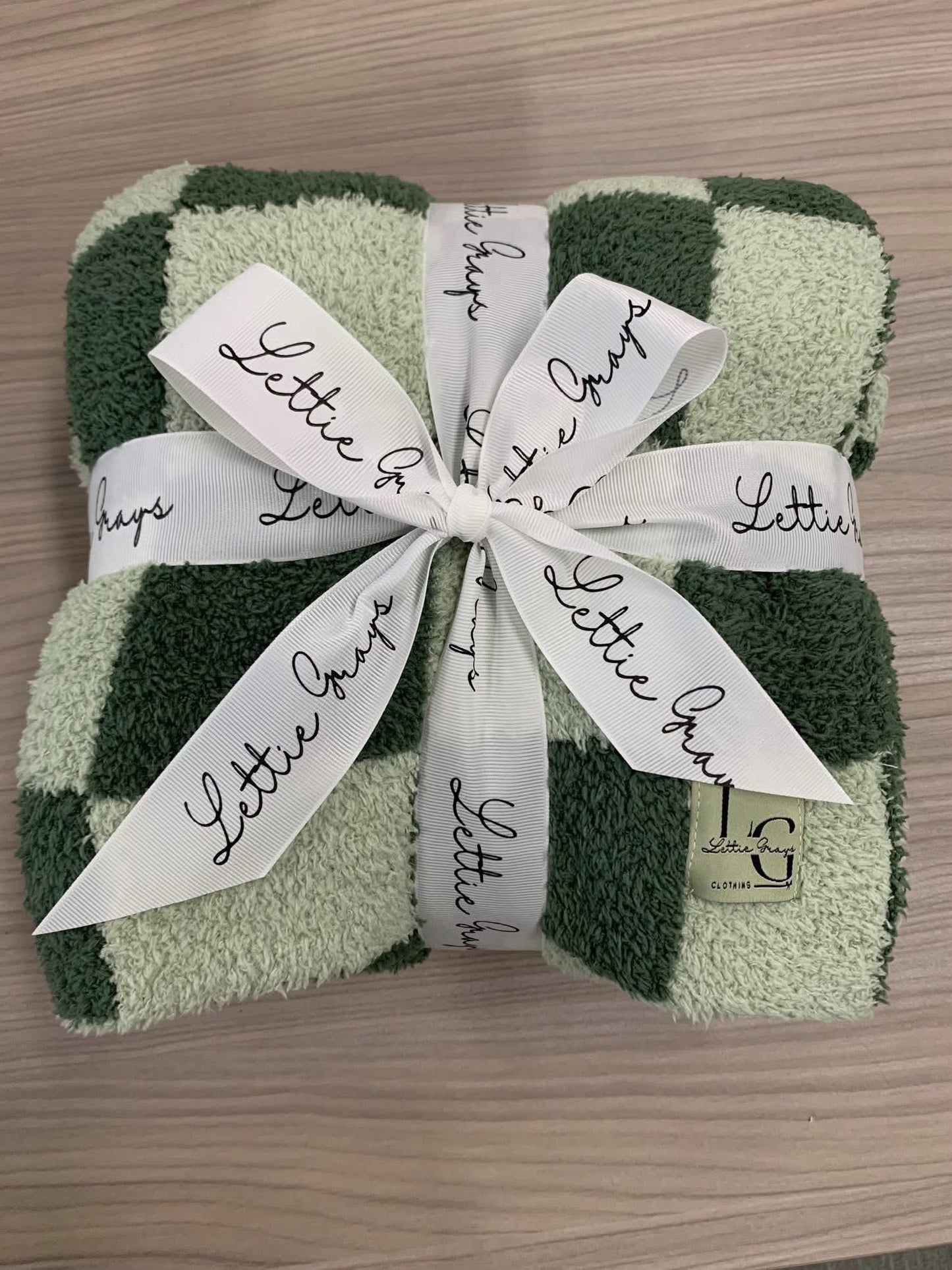 Adult Sage Checkered Blanket