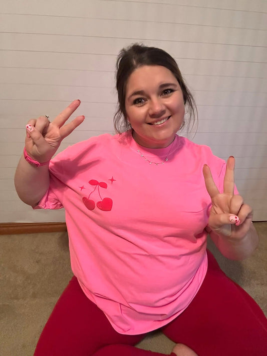 Cherries Neon Pink Graphic Tee