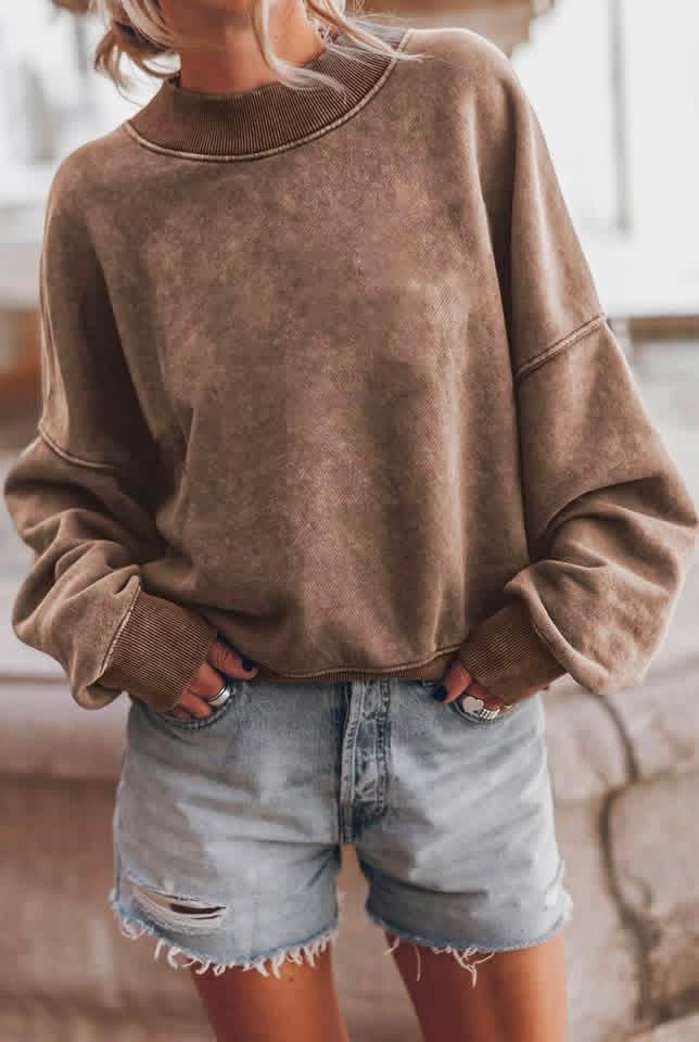 Adult Drop-Shoulder Pullover • Brown