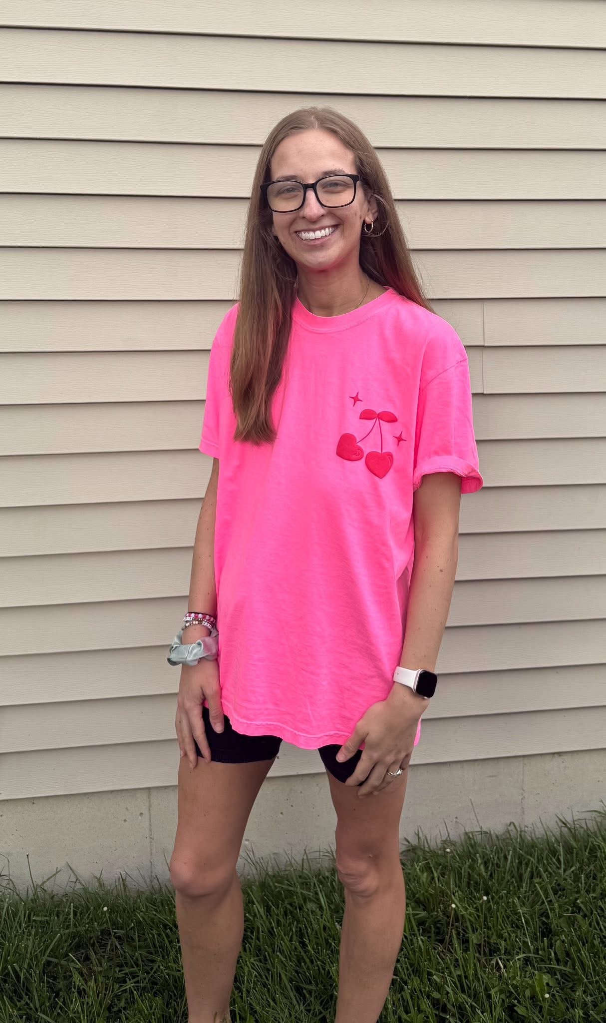 Cherries Neon Pink Graphic Tee