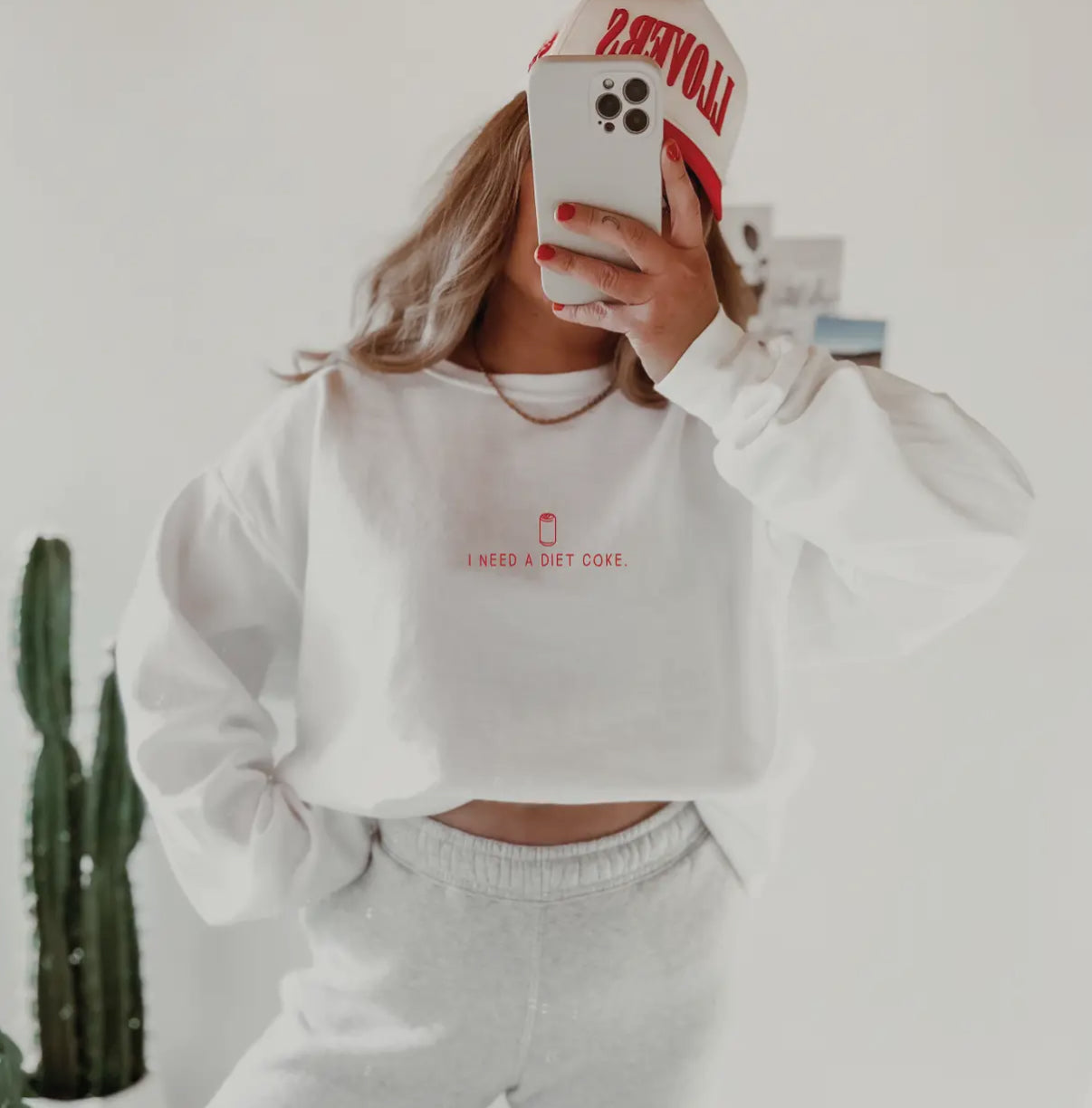 Adult - I Need a Diet Coke Crewneck • Full Length | White