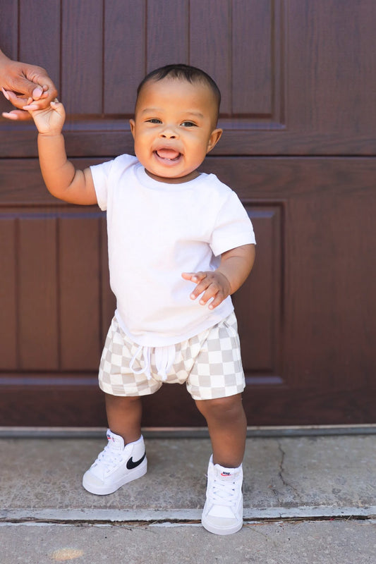 Taupe | Harem Checkered Shorts