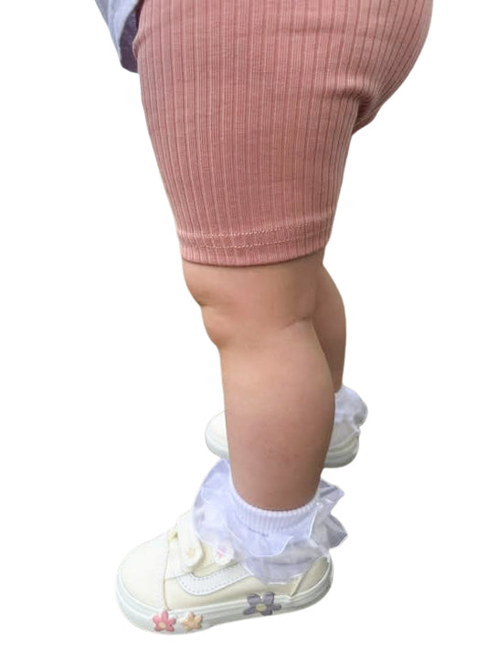 LG Ribbed Bikers | Dusty Rose