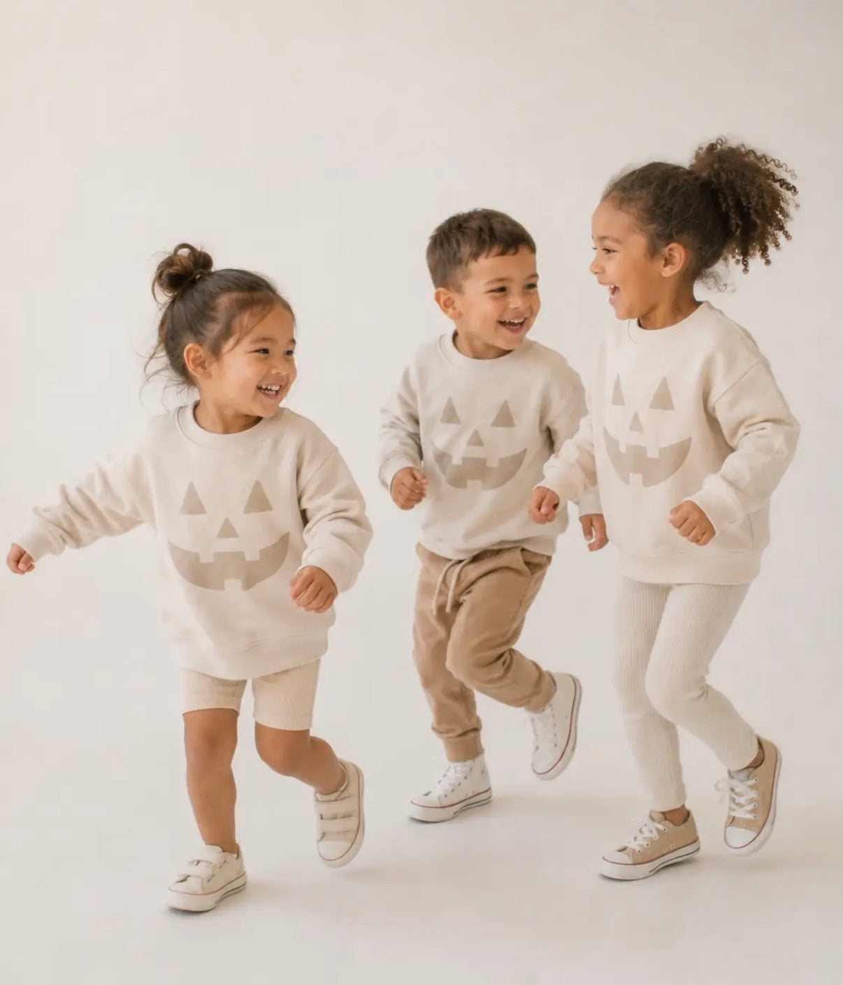Kids Neutral Jack-O-Lantern Pullover Crewneck