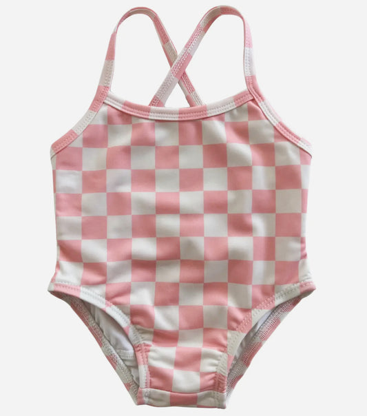 Pink Checkerboard Swimsuit