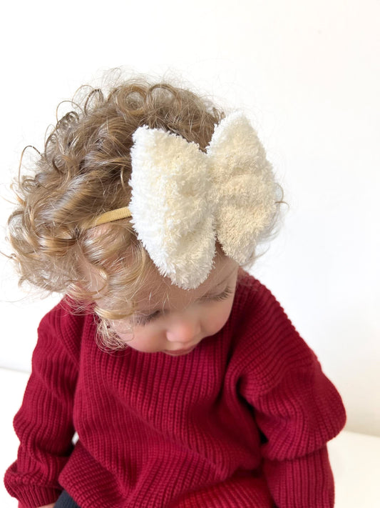 Oatmeal Sherpa Headband Bow