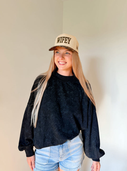 Adult Drop-Shoulder Pullover • Black