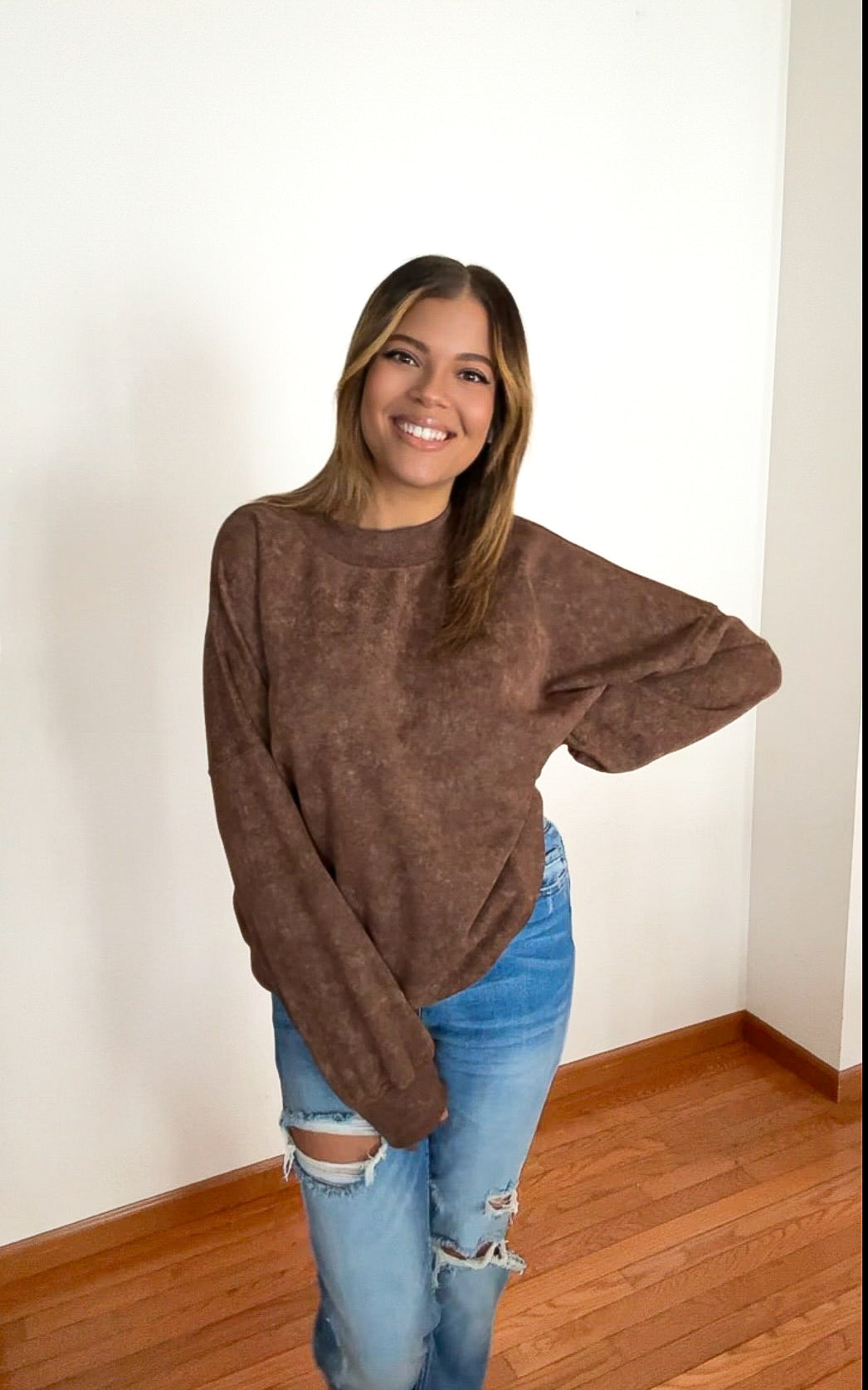 Adult Drop-Shoulder Pullover • Brown