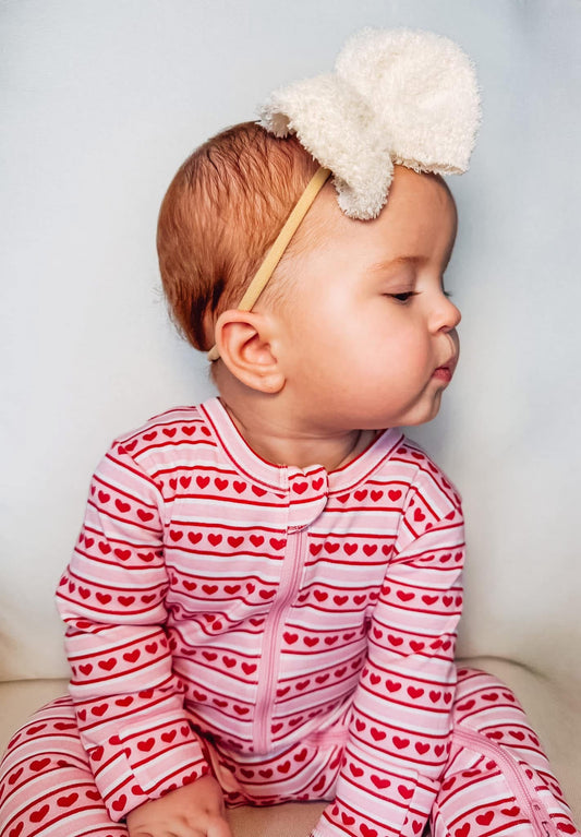 Oatmeal Sherpa Headband Bow