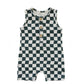 Charcoal Wavy Checkered Short Romper