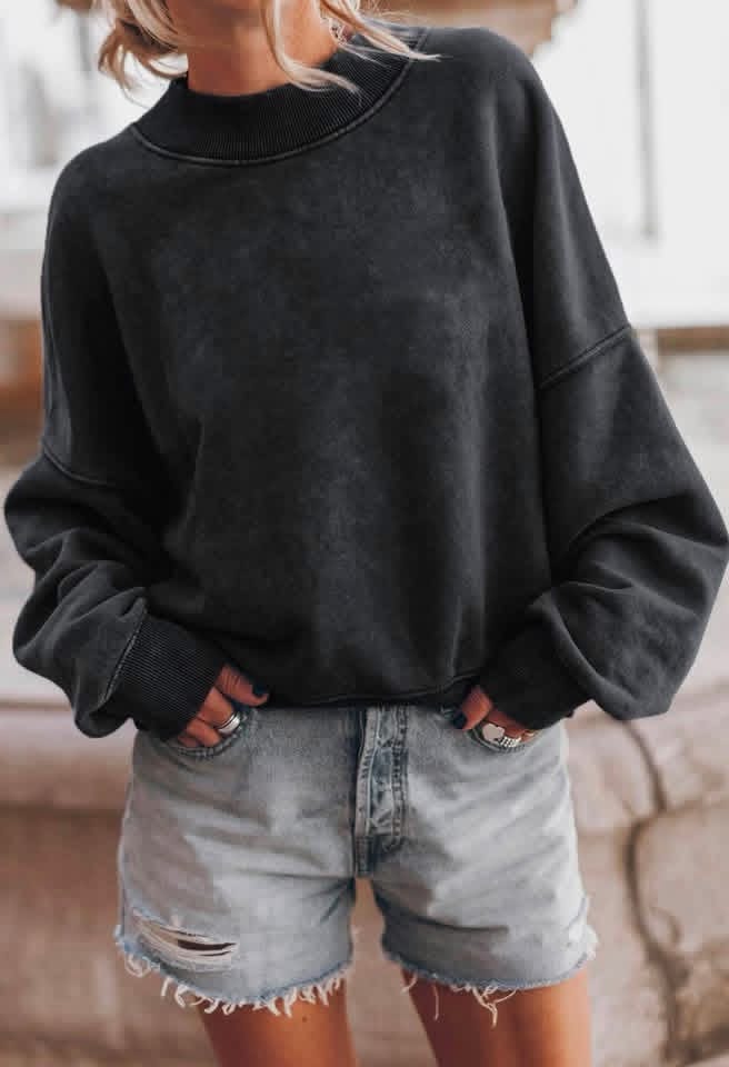 Adult Drop-Shoulder Pullover • Black