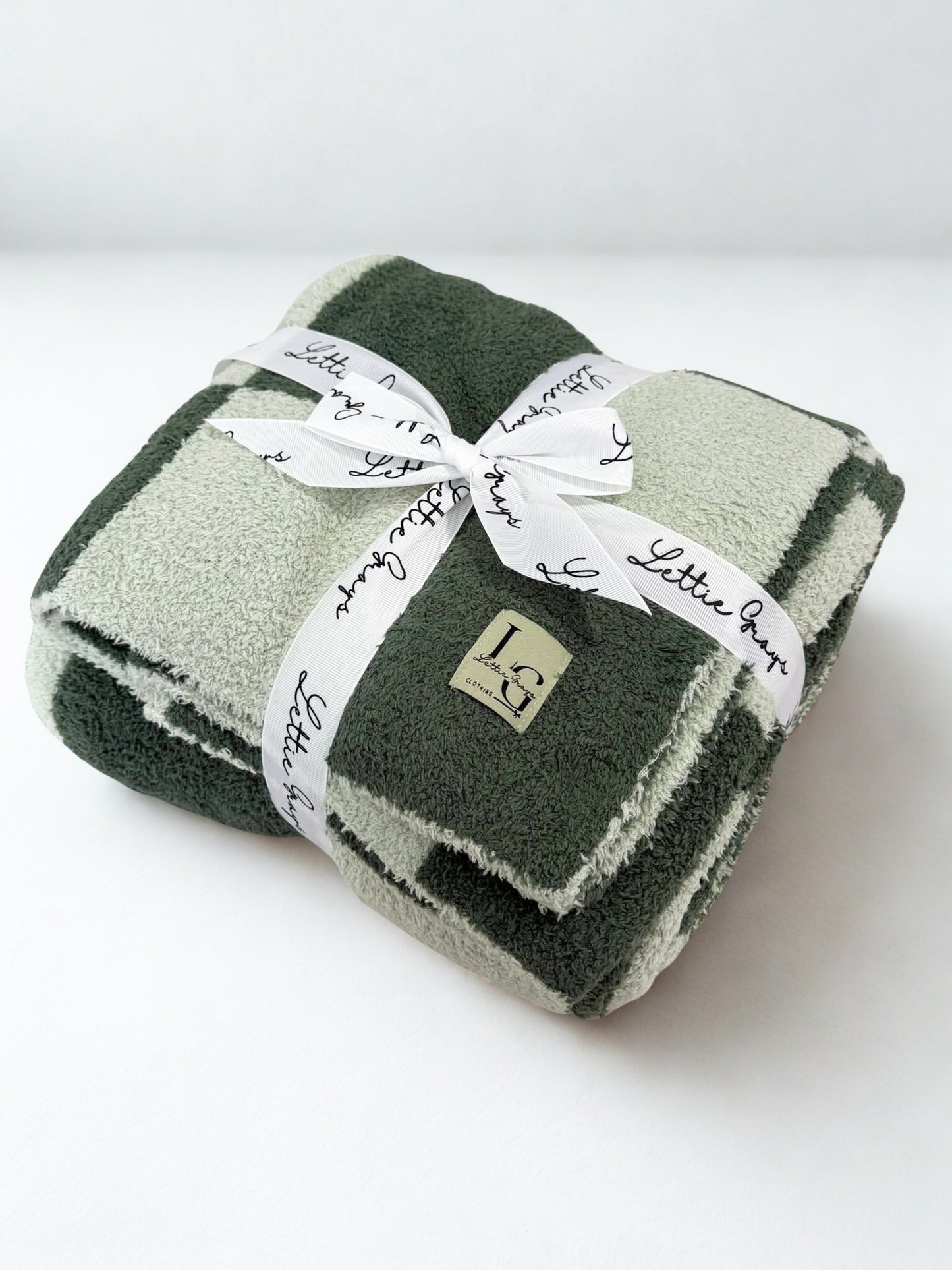 Adult Sage Checkered Blanket