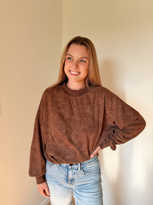 Adult Drop-Shoulder Pullover • Brown