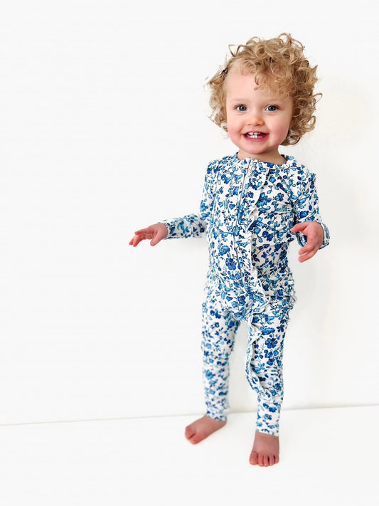 Dainty Blue Ruffle Bamboo | Convertible Zippy