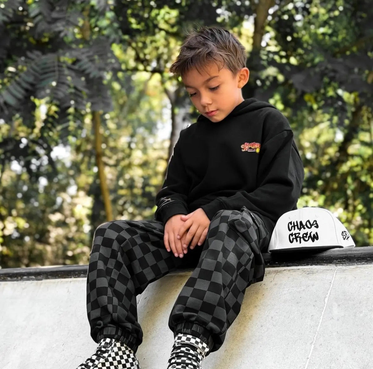 Black & Gray Checkered • Cargo Sweatpants