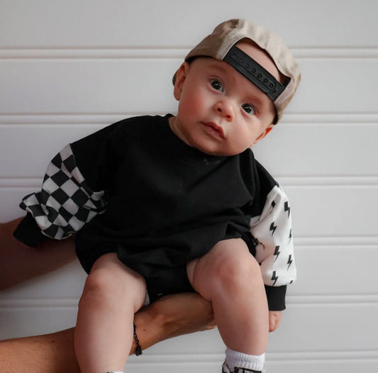 Checkered & Bolt • Bubble Romper