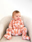 Coral Gingham Ribbed Bamboo Zippy & 2 Piece Set